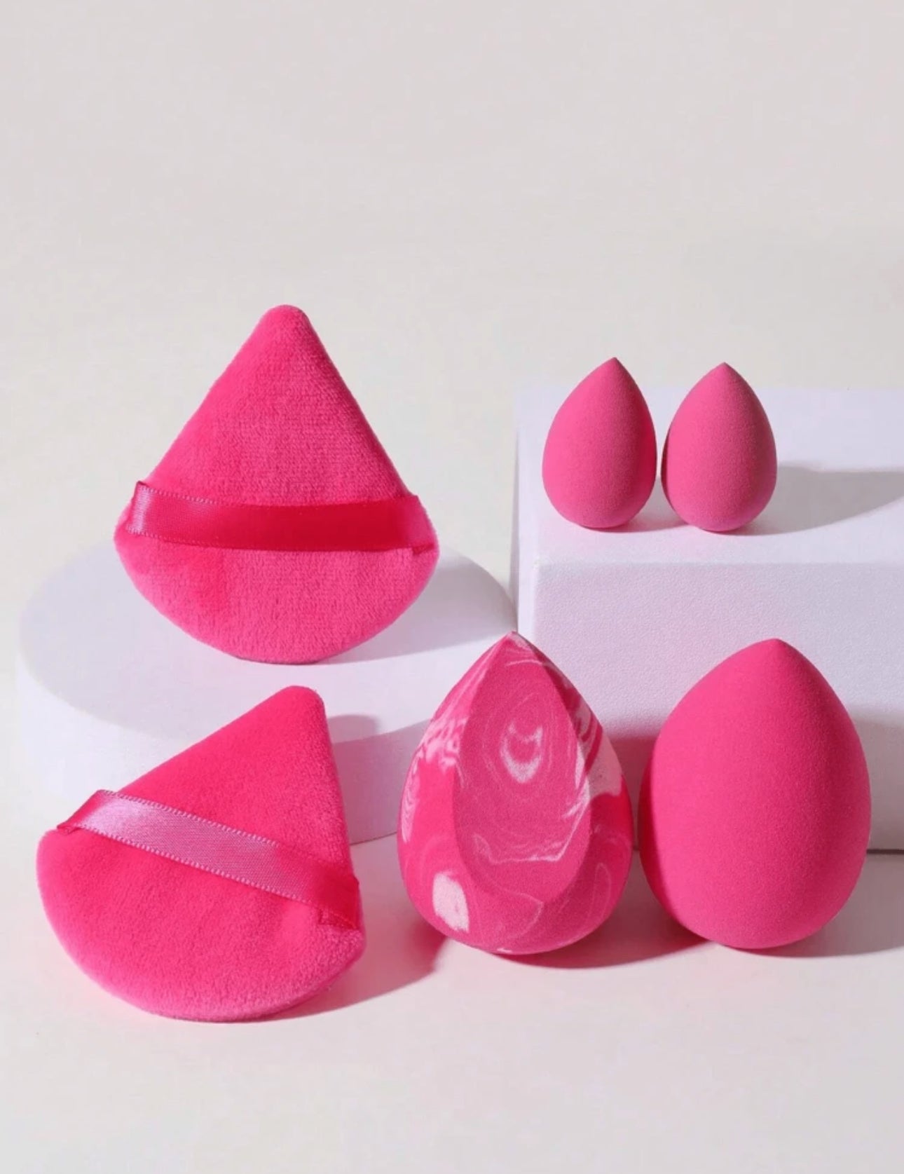 Sets de esponjas + Puffs Fusia