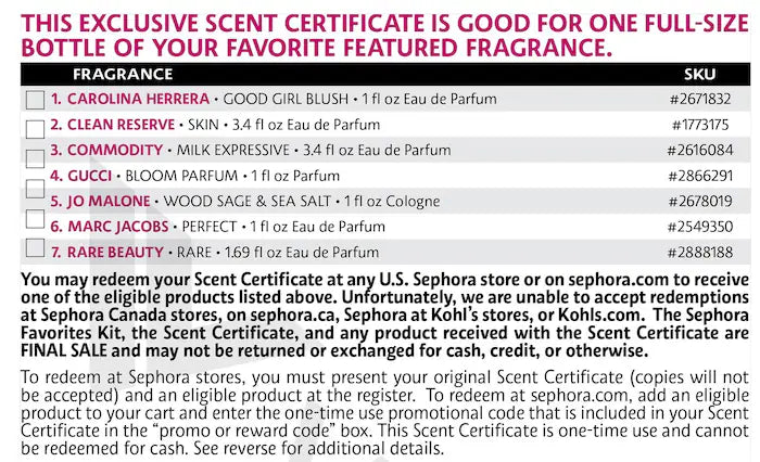 Sephora Favorites
Deluxe Mini Perfume Sampler Set with Redeemable Voucher