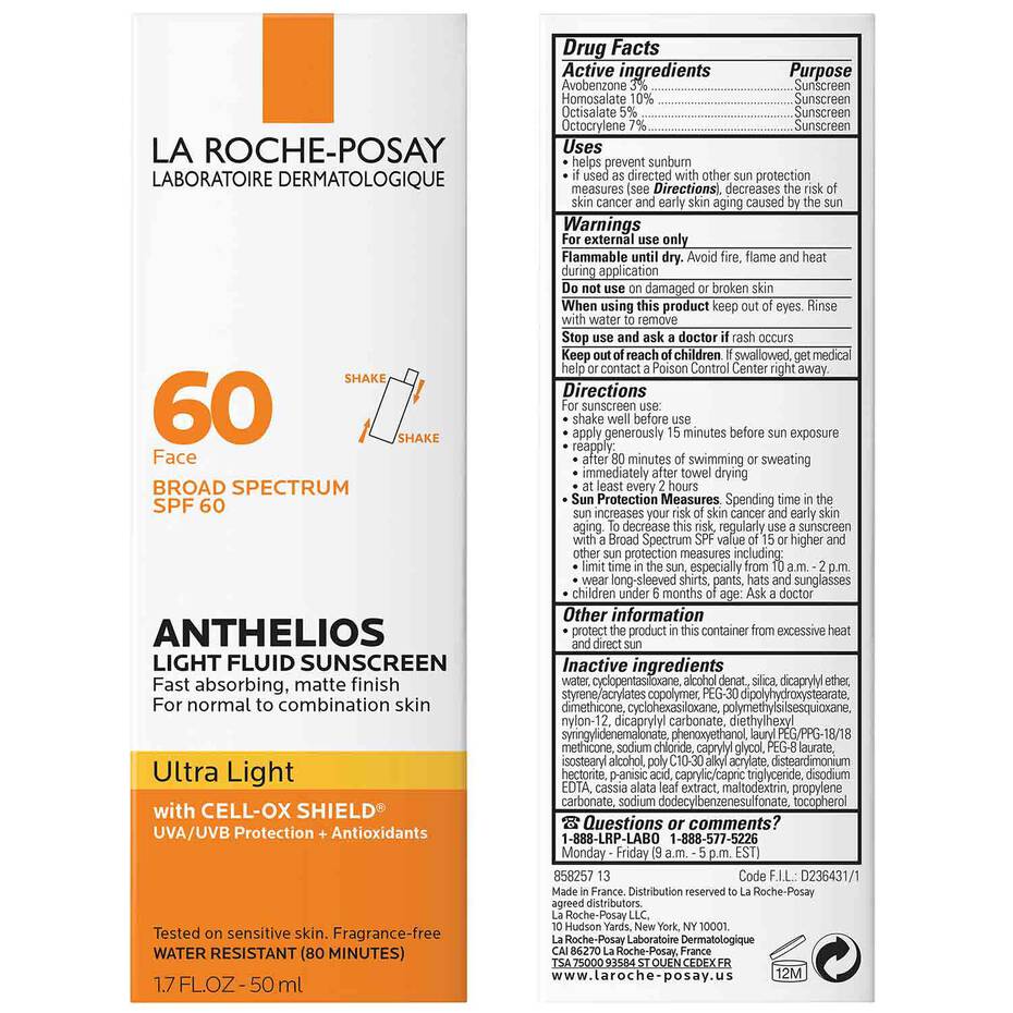 La Roche Posay ANTHELIOS ULTRA LIGHT FLUID FACIAL SUNSCREEN SPF 60