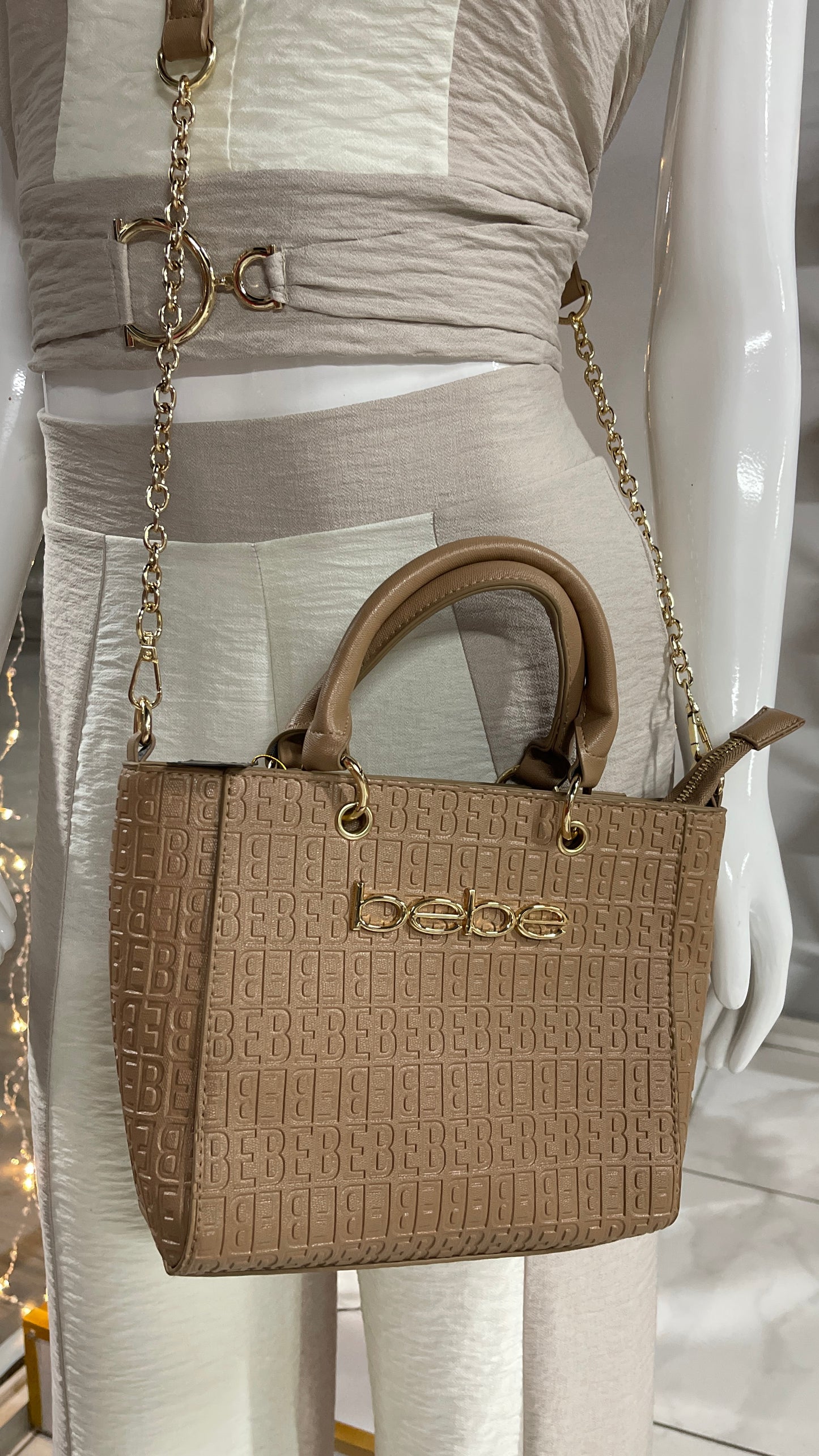 Bebe Celia Embossed Logo Satchel Bag & Crossbody
