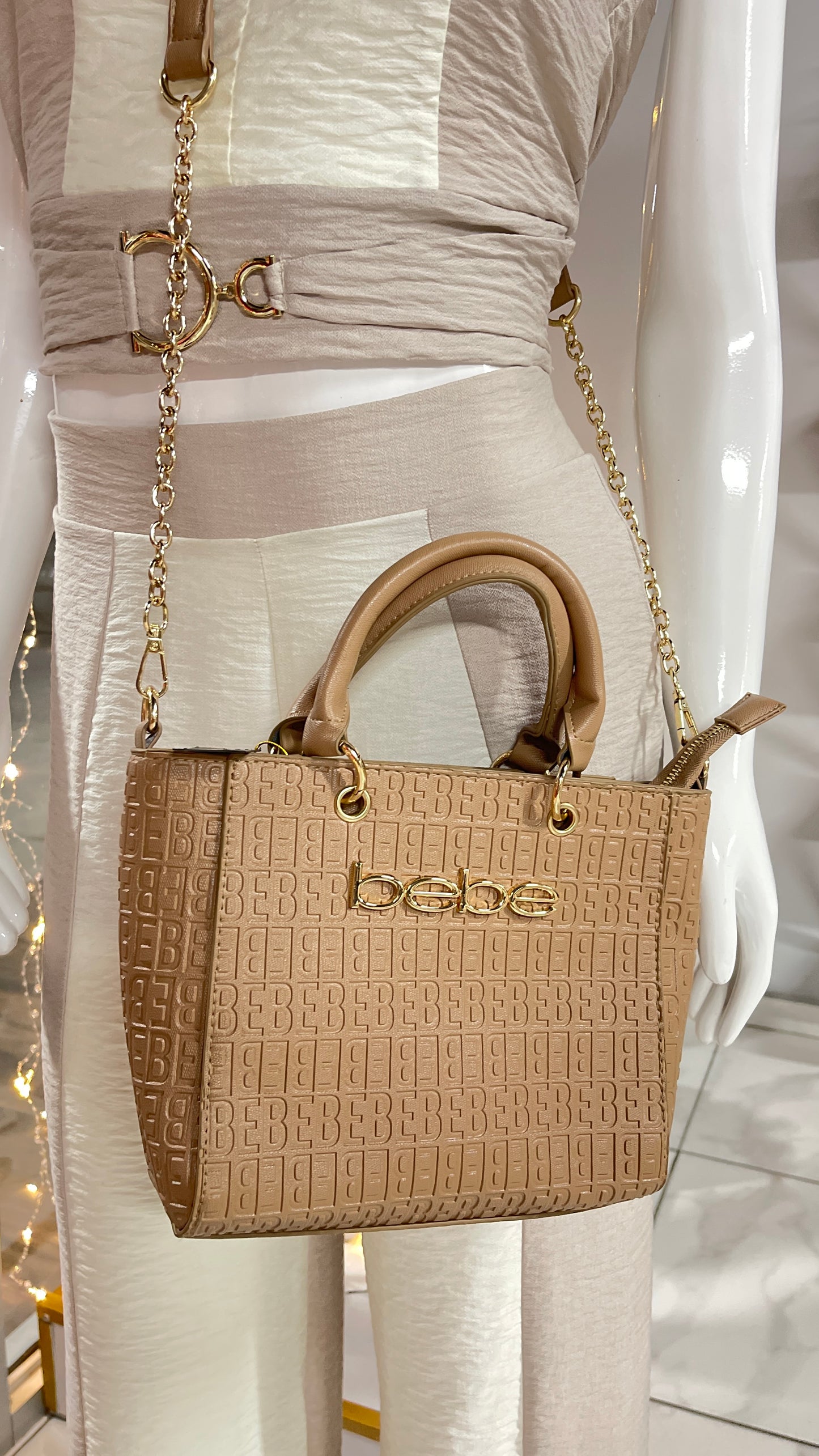Bebe Celia Embossed Logo Satchel Bag & Crossbody