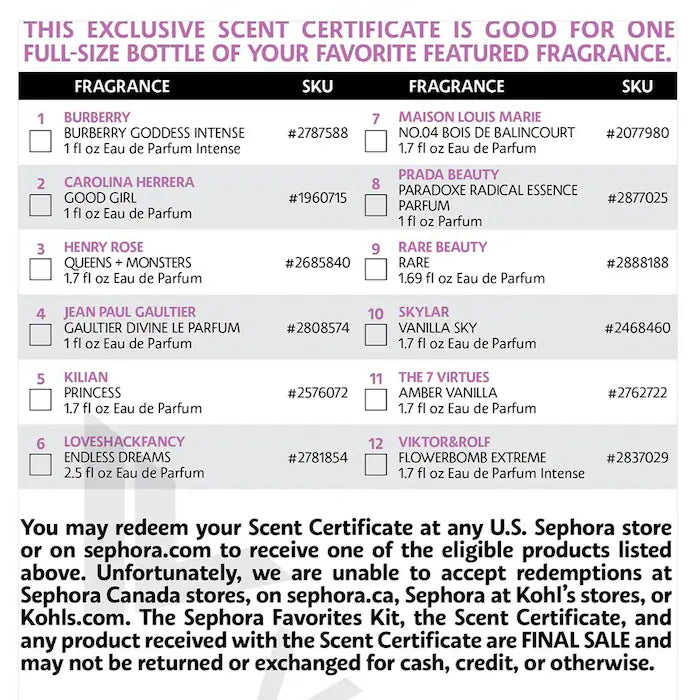 Sephora Favorites Perfume Sampler Set with Floral & Vanilla Perfumes