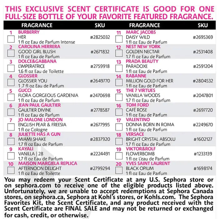 Sephora Favorites Holiday Perfume Sampler Set w/ Redeemable Voucher