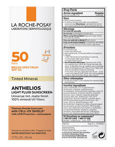 La Roche-Posay Anthelios Ultra Light Mineral Face Sunscreen Tinted Fluid with SPF 50