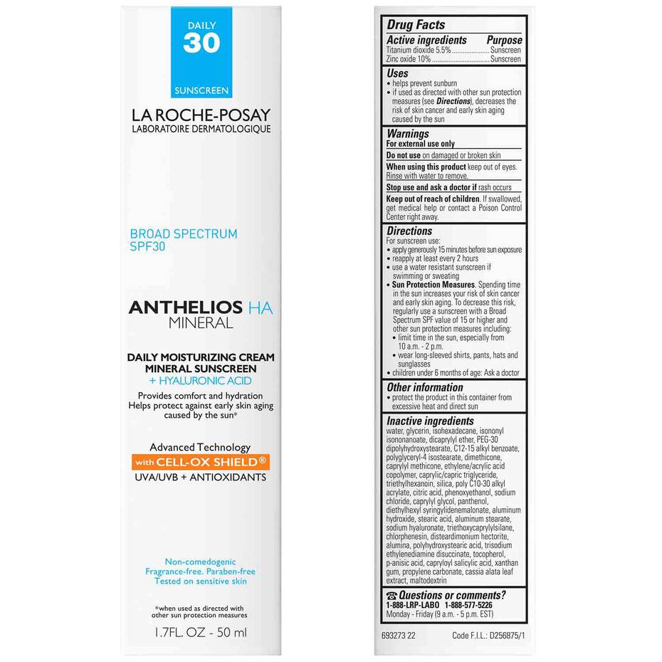 La Roche Posay Anthelios Mineral SPF Moisturizer with hyaluronic acid